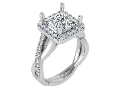 Square Halo Twisted Ring 3610 3D print model