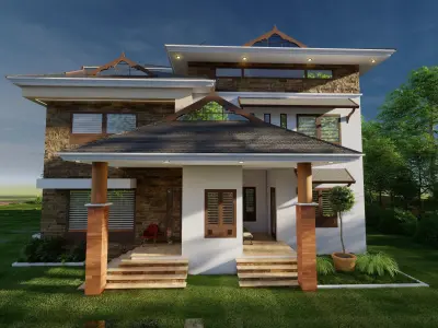 modern traditional house design 3D model