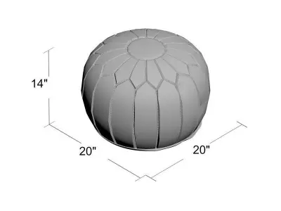 Cherise Genuine Leather Round Pouf Ottoman 3D model