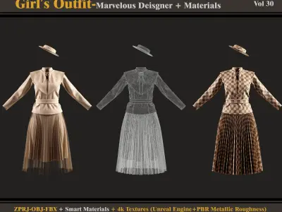 Girls Outfit- MD-Clo3d - Smart Material - Textures - OBJ - FBX 3D model