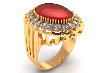 Women Ring 11 cabochon oval cut halo women enagement ring 3D print model