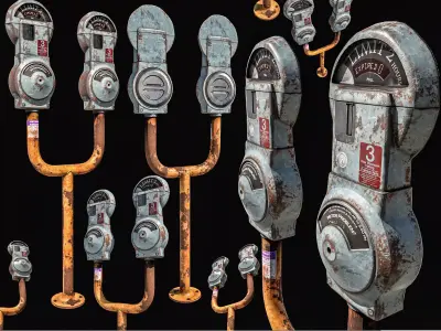 Parking Meter Low-poly 3D model