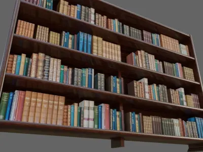 Old Wood Bookcase - Library - Estante de Livros Low-poly 3D model