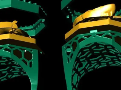 top Octagonal ring with queens 3D print model