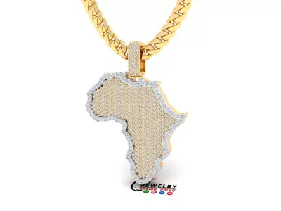 Custom  Africa Contry Map Pendant - Africa Diamond Necklace  3D print model