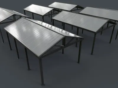 PBR Outdoor Patio Carports Canopy A Low-poly 3D model