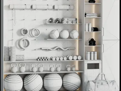 A Rack with gym equipment 02  3D model