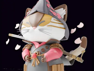 Samurai Super Cats Art Toy Charecters 10 Asset Low-poly 3D model