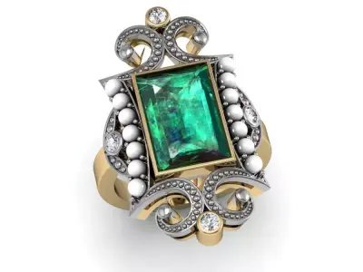 Ring with pearls 3D print model