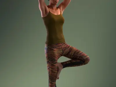 Pre posed south American female 3D model in sports attire doing  3D model