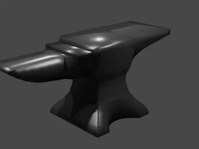 Anvil axe on tree stump Free 3D model