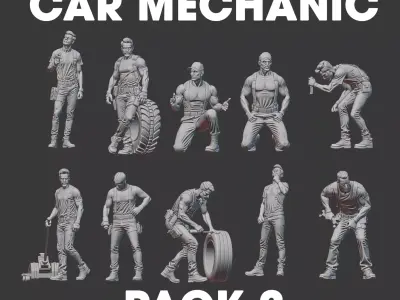 Garage car mechanic repair figure pack 2 3D print model
