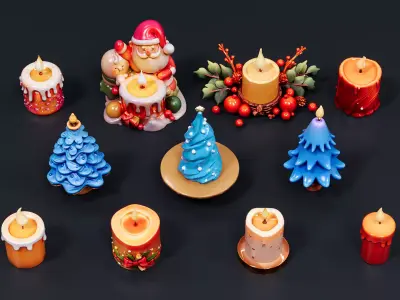 Christmas candle decorations 3D model