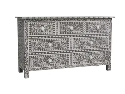 Black Floral Chest Of Drawers 3D model