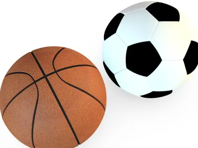 Soccer and Basketballs Low-poly 3D model