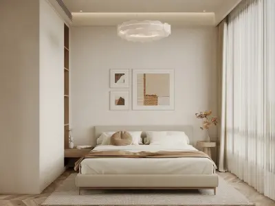 Modern cozy bedroom interior scene 3D model
