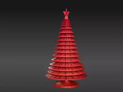 Minimalist Layered Tree Sculpture 3D Model Christmas Decor Low-poly 3D model