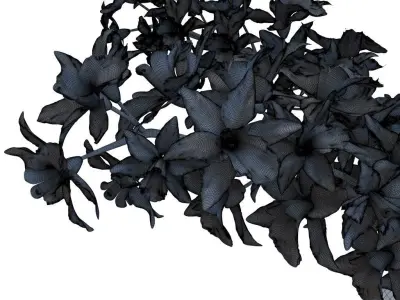 Orchidaceae glass vase with flowers 3D model