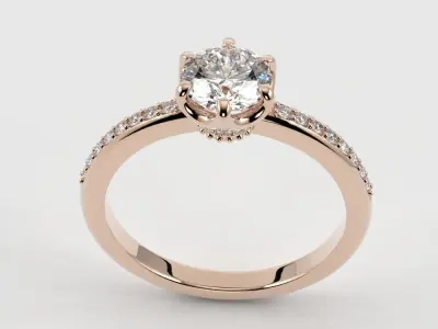 Engagement ring crown head - solitario con cabeza de corona 3D print model