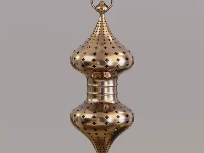Arabian hanging bronze lantern 3D model