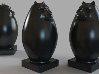 Le Chat Sculpture Bronze 3D model