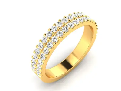 Band 3dm Render Details gold diamond eternity ring 3D print model 2