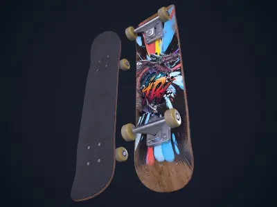 Skateboard Low-poly 3D model 13