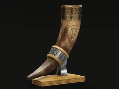 Drinking Horn Cup - Brown 3D model