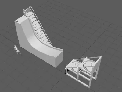 outdoor Basketball Game Ramp Ladder Ball Pots 3D Model  3D model