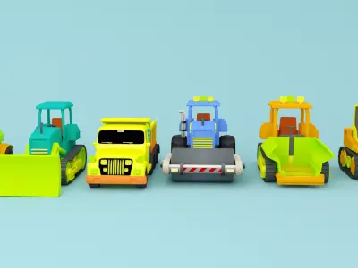 Construction vehicles - Cartoon - Low Poly Low-poly 3D model