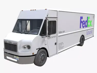 Freightliner FedEx boxvan Low-poly 3D model