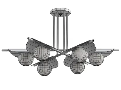 Kernel-2366-6P modern brass chandelier with six glass balls 3D model