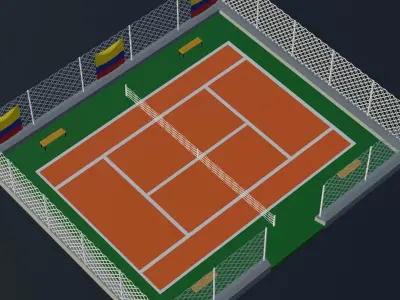 Tennis Court - Colombia Low-poly 3D model