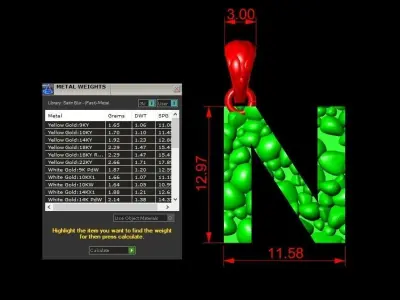 N LETTER Alphabet ROCKS PENDANT 3D print model 3D print model