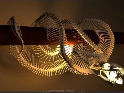 Python Skeleton Snake Lamp Decoration Scanned Printable replicas 3D print model