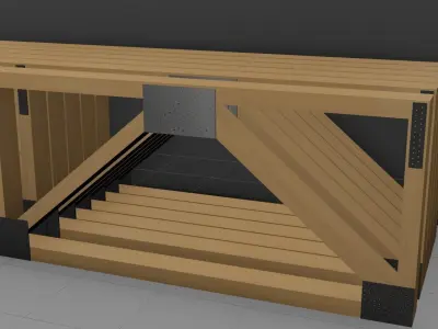 Wooden Trusses 3D model