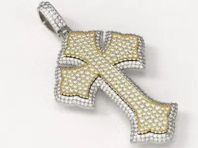Cross diamond pendant big 3D print model
