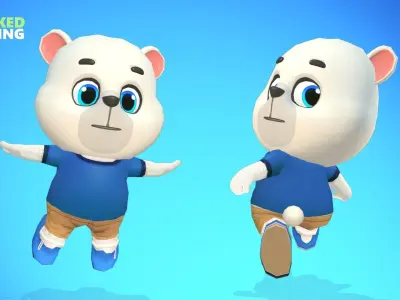 Polar Bear Animated Rigged Low-poly 3D model