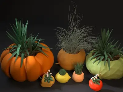 planter set plant in pot 3D print model