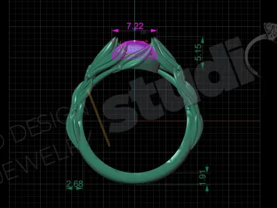 Luxury unique solitaire ring with art design in feather 3d model 3D print model