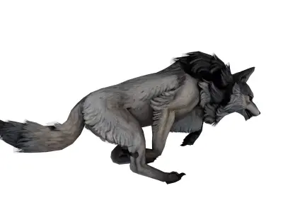Armored Battle Wolf  Fantasy Creature Low-poly 3D model