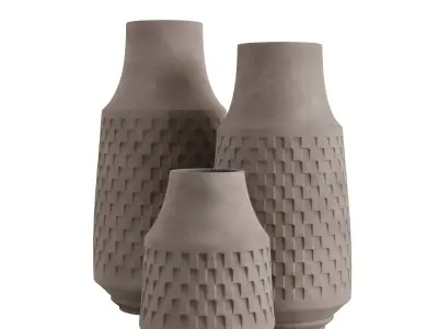 Wheel-thrown pottery vases 3D model