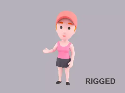 Cartoon Female Character Rigged 010 3D model