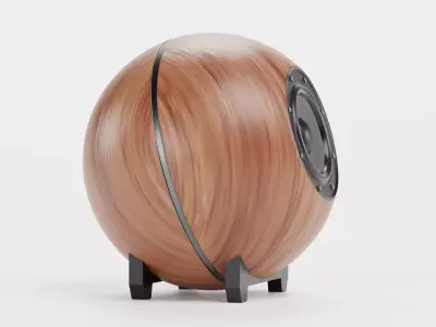 Round Audio Speaker V1 - Universal Wooden Sound Unit Low-poly 3D model