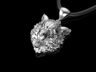 Jewelry Pendat Wolf Head 0190 Stl 3dm Jewellery Animal Pendant 3D print model