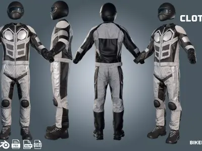 motocross biker dirt -clothyfic outfit Low-poly 3D model