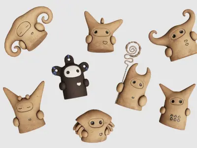 Tribu Figurines Low-poly 3D model