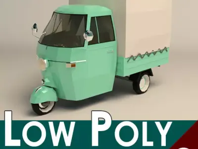 Low Poly Three Wheeled Truck 02 Low-poly 3D model