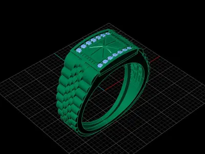Print Ready STL 3DM  Gents Rings Diamond Men Ring  3D print model 244