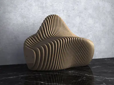 Parametric Wavy Wooden Furniture 13 -  CNC files for cutting 3D model